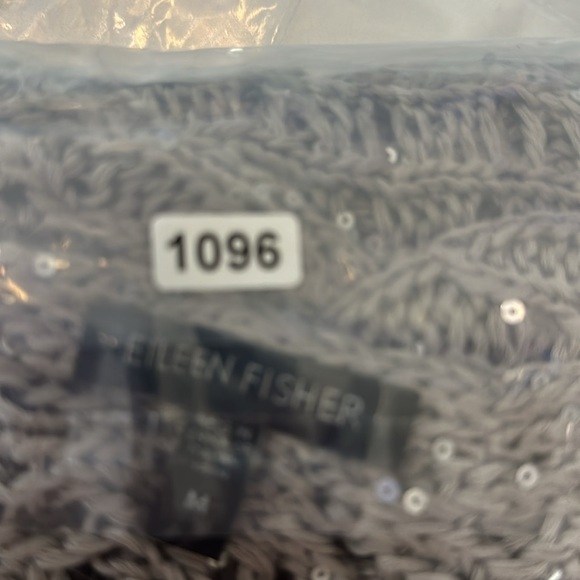 EILEEN FISHER Natural Oatmeal Beige Crochet Cap-Sleeve Sequin Sweater size med. - Picture 13 of 13